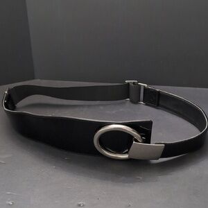 Suzi Roher Women's Black Stretch Waist Belt Boho Style with Metal Buckle,M.